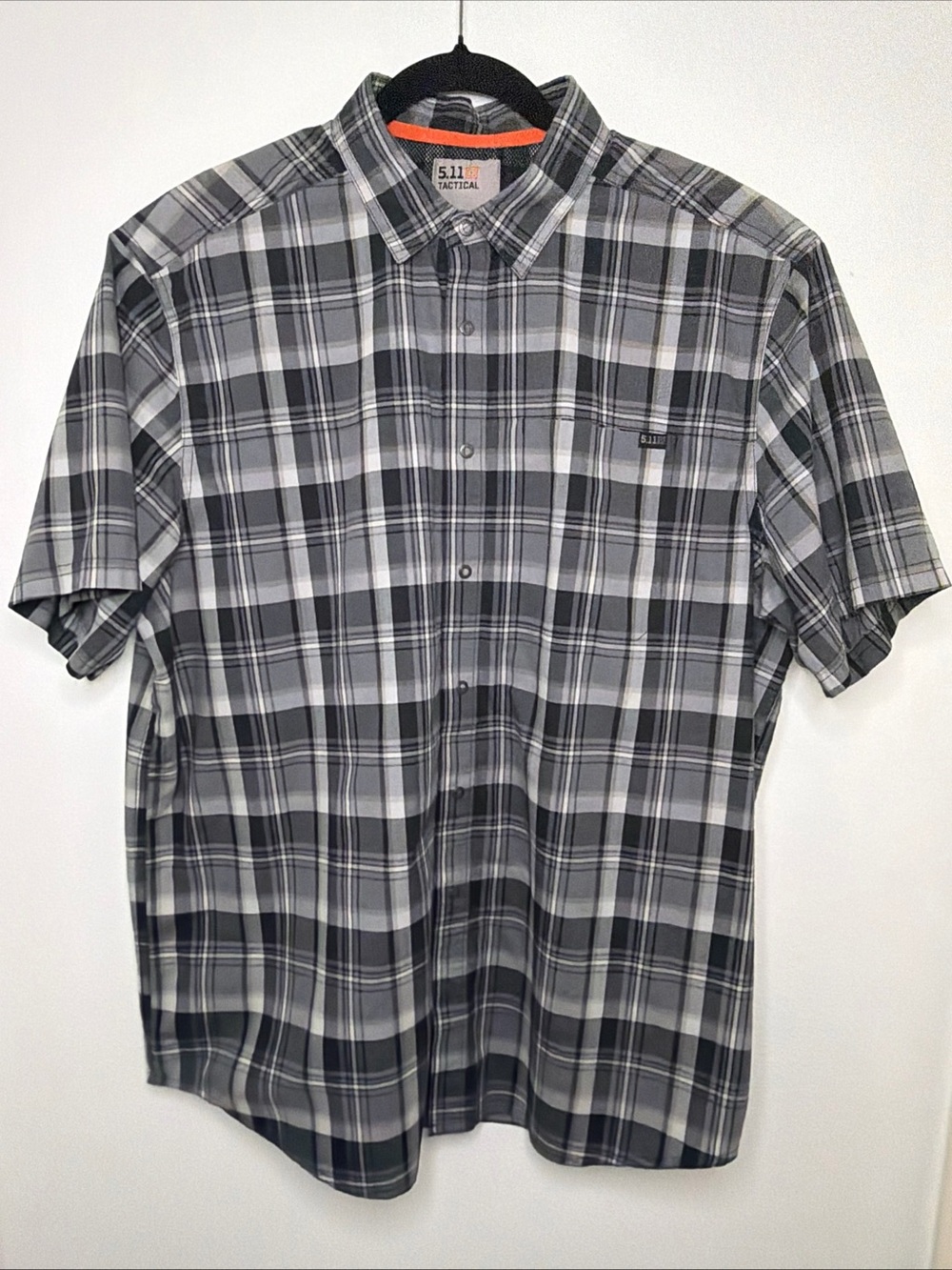 5.11 Tactical Men's Hunter Black/Grey Plaid Short Sleeve Shirt size XL